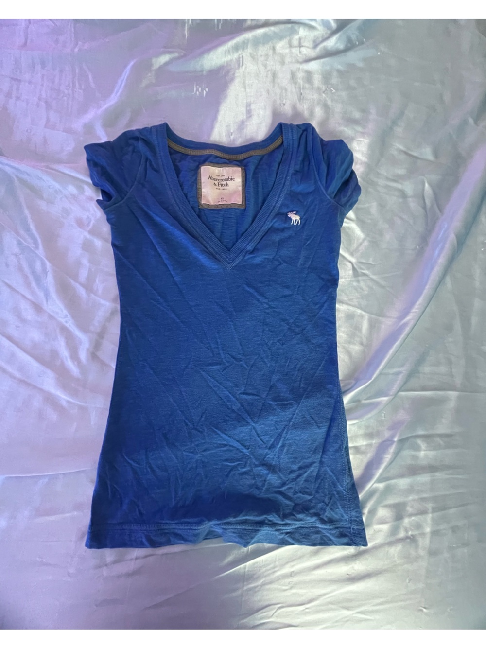 Abercrombie & Fitch Cobalt Blue V-Neck Short Sleeve Tee